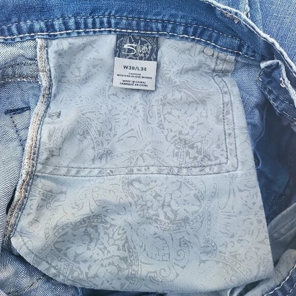 Y2K Silver Jeans Mens 38x32 (Fits 38x34) Blue Zac Bootcut Wide Leg Baggy Skater - Picture 3 of 8